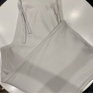 Talbots Haven Well Within XL Ribbed Knit Wide Leg Lounge Pants light stone